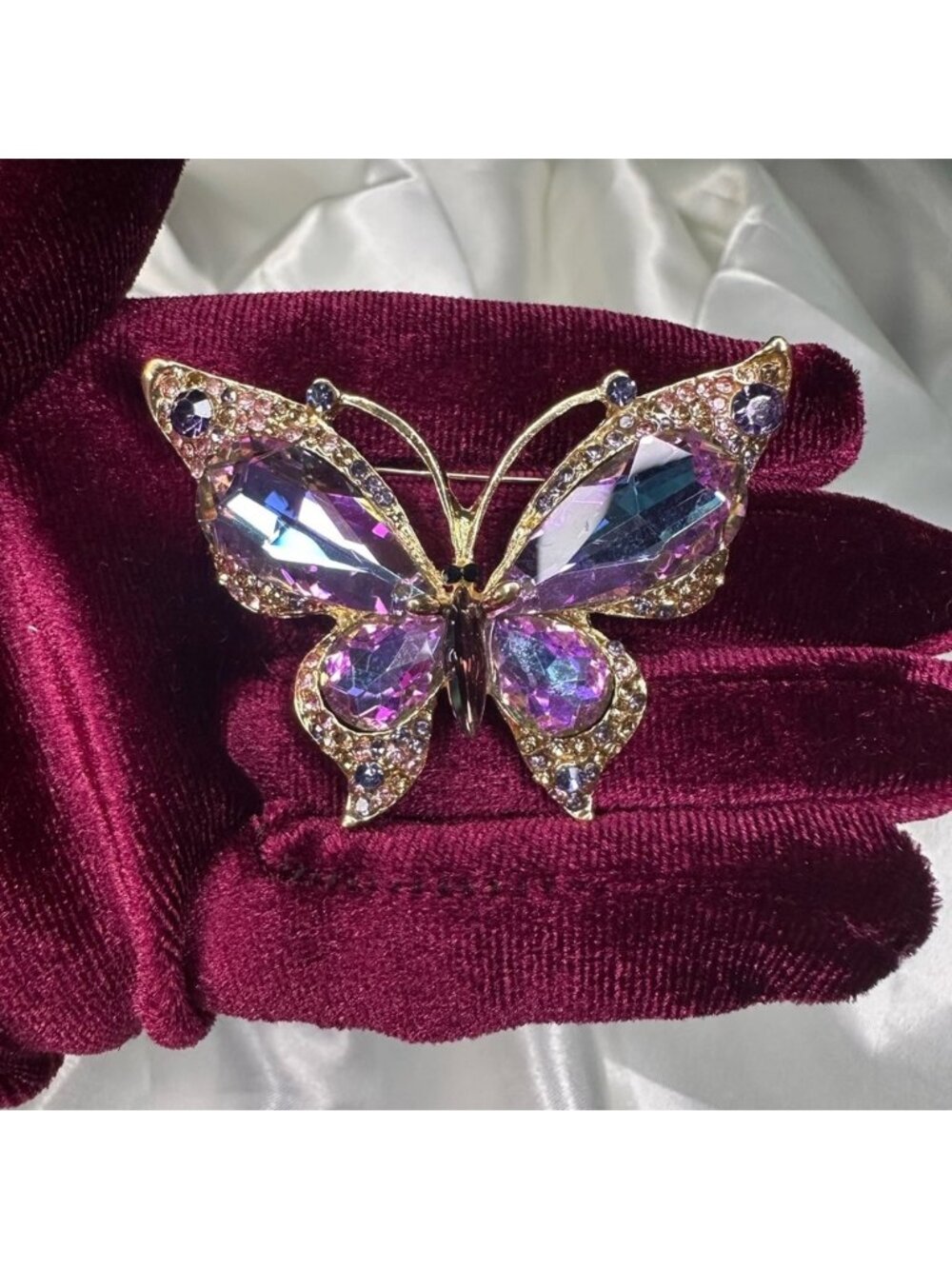 Gold and Purple Butterfly Brooch